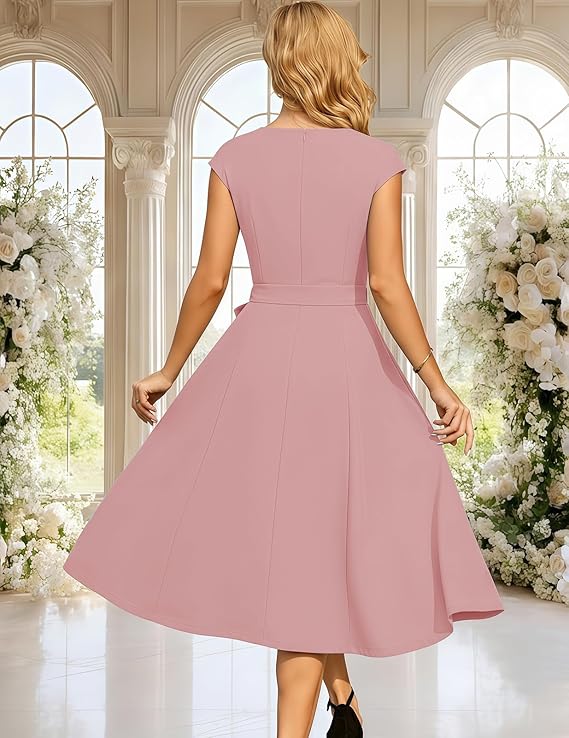 Formal Wedding Guest Dress for Women – Modest Elegant Prom, Bridesmaid & Evening Party Midi Dress